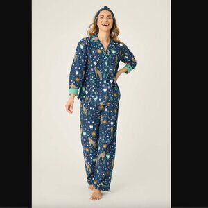 PJ Salvage Navy Tiger Star Print 3 Piece Matching Flannel Pajama Set